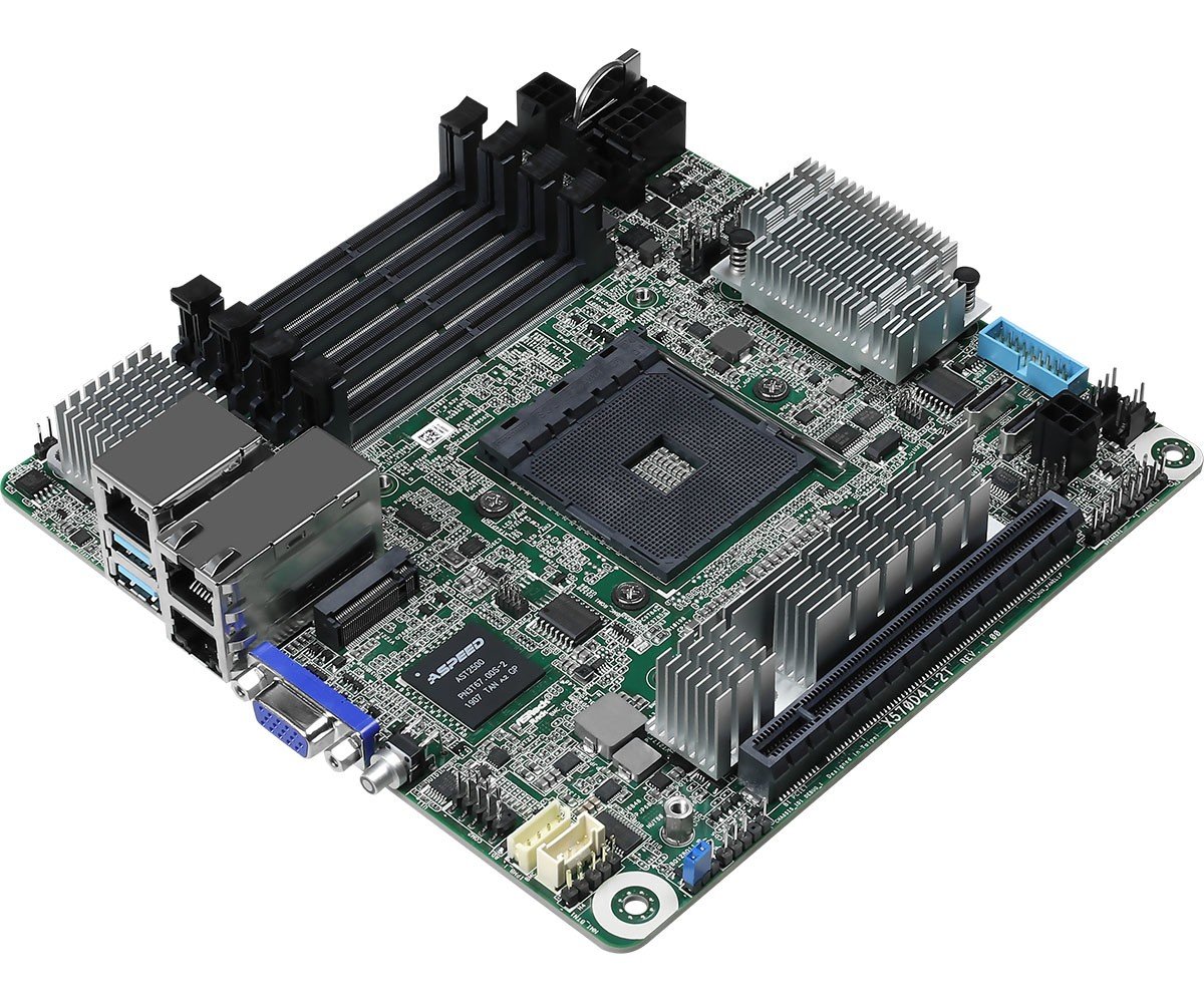 ASRock X570D4I-2T, 1xSKT AM4, AMD Ryzen, X570, SATA, 1xM.2, 2x10GbE, IPMI