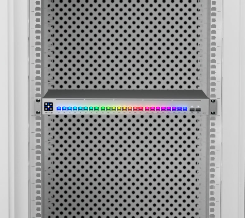 Ubiquiti USW-Pro-Max-24-PoE UniFi commutateur multi-gigabit PoE++ a 24 ports, avec fonctionnalités de couche 3 et etherlighting.