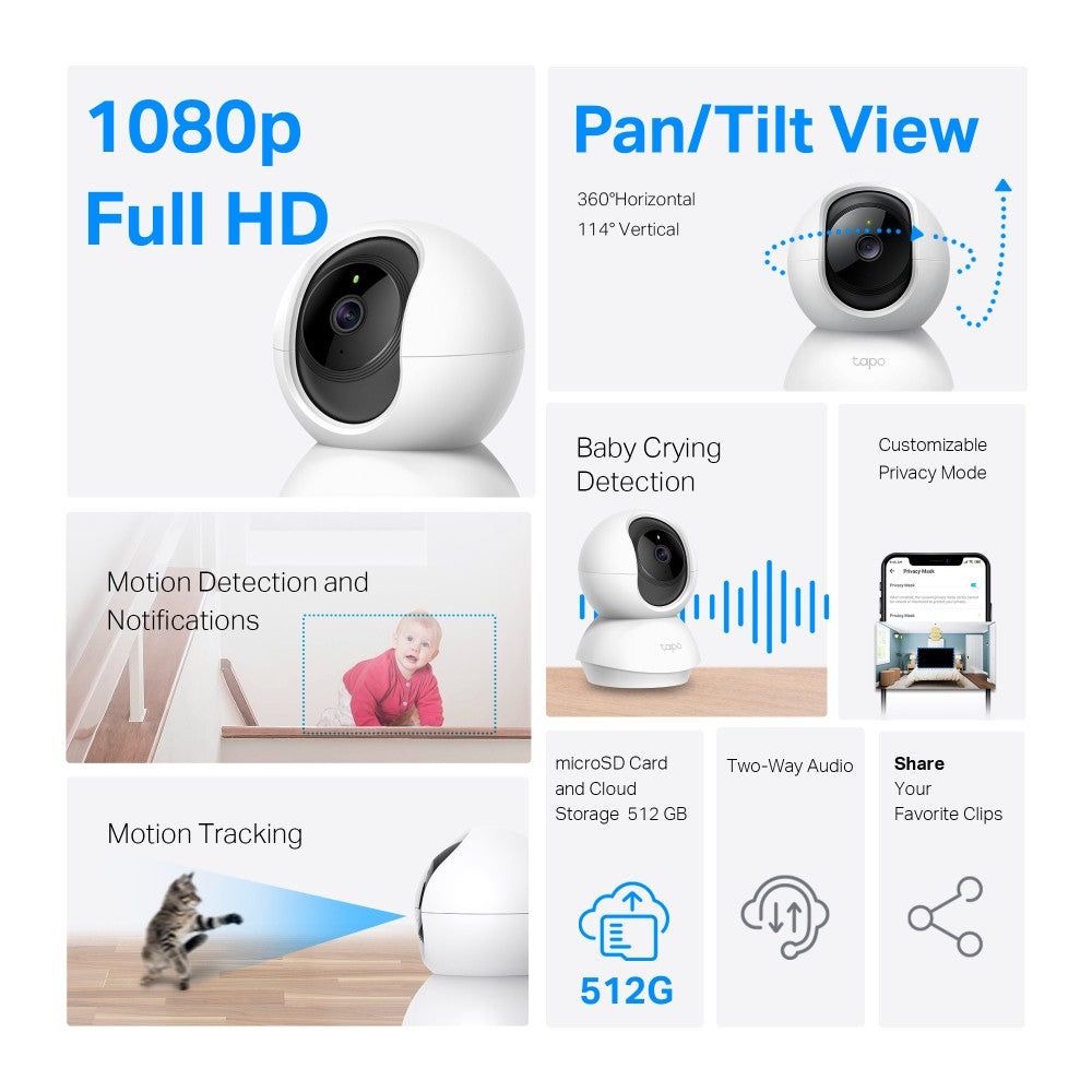 TP-Link Tapo C200P2 Sphérique Caméra de sécurité IP Intérieure 1920 x 1080 pixels Bureau