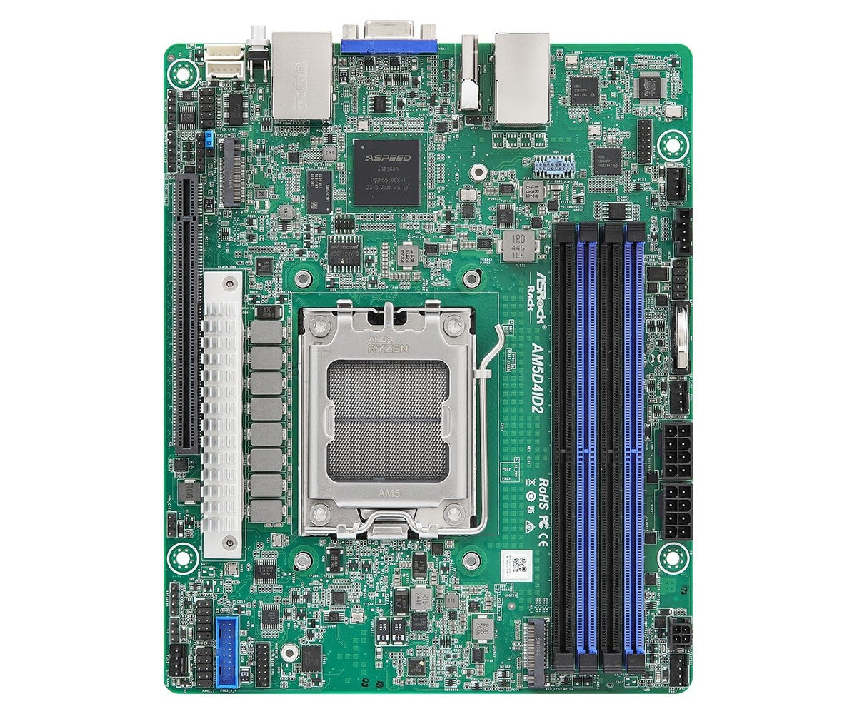ASRock AM5D4ID2, 1xSKT AM5, AMD Ryzen 9000, X300, 2xM.2, 2xGbE, IPMI