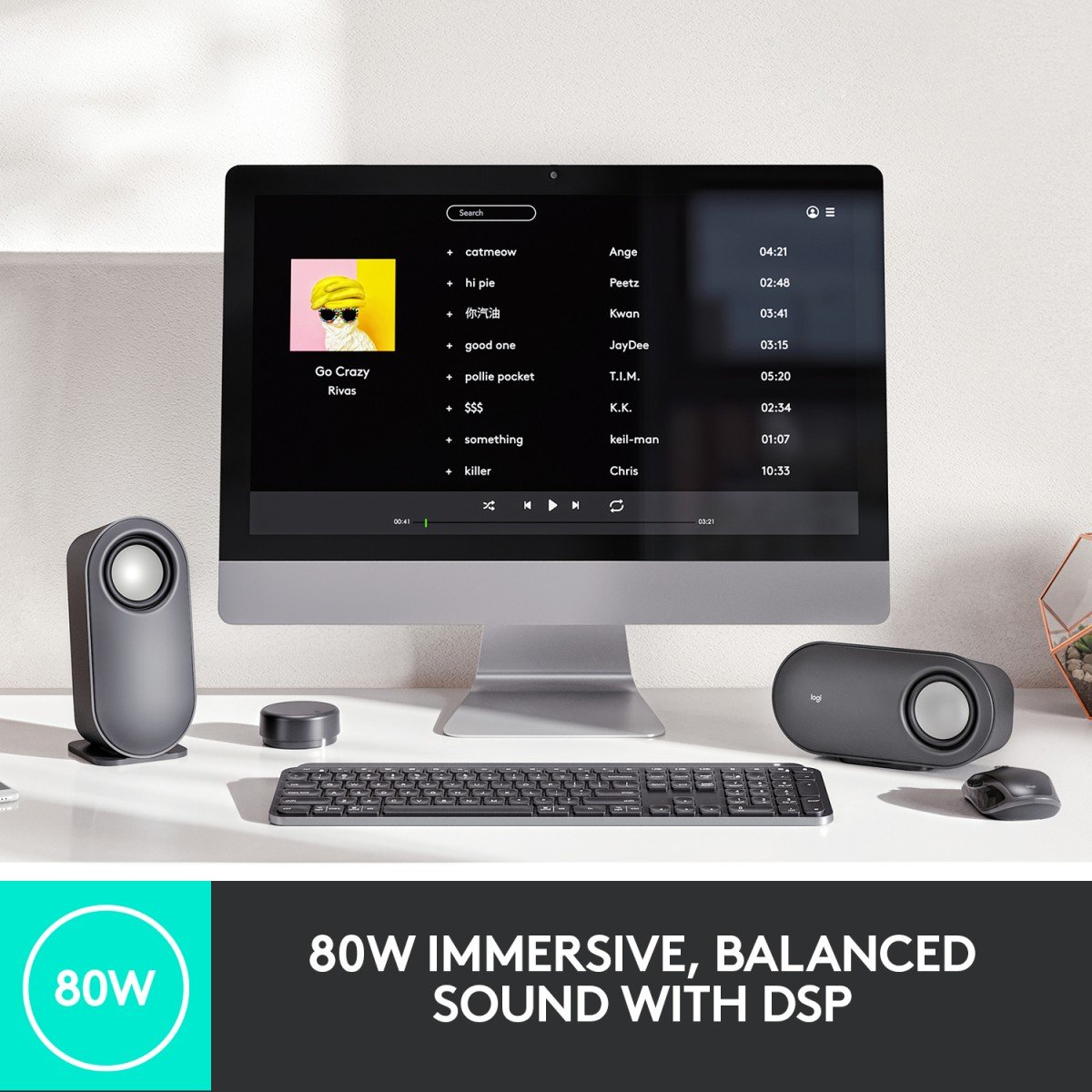 LOGITECH Z407 Android Edition speaker system for PC 2.1channel wireless Bluetooth USB 40 Watt Total graphite grey