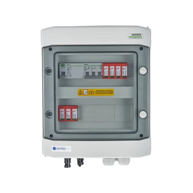 EMITER EM-714_DCAC Tableau de distribution DCAC, IP65, SPD DC Dehn 1000V type 2, 1 x chaîne PV, 1 x MPPT, SPD AC Dehn type 2, 10A 3-F, RCD type A 40A/300mA