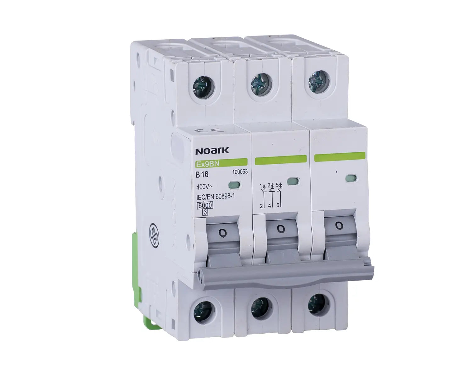 Noark 100049 Disjoncteur différentiel, 6 kA, courbe B, 6 A, 3 pôles.