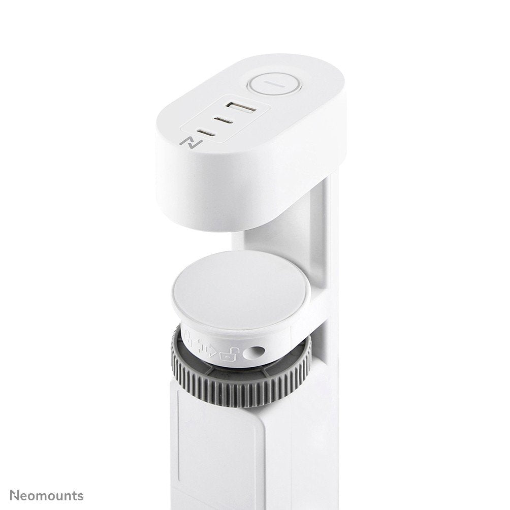 NEOMOUNTS VOLT Desk Clamp socket with Quick-charge USB Ports clamp 0-50mm 3x type-F 230V 1x USB-A 18W 2x USB-C 20W