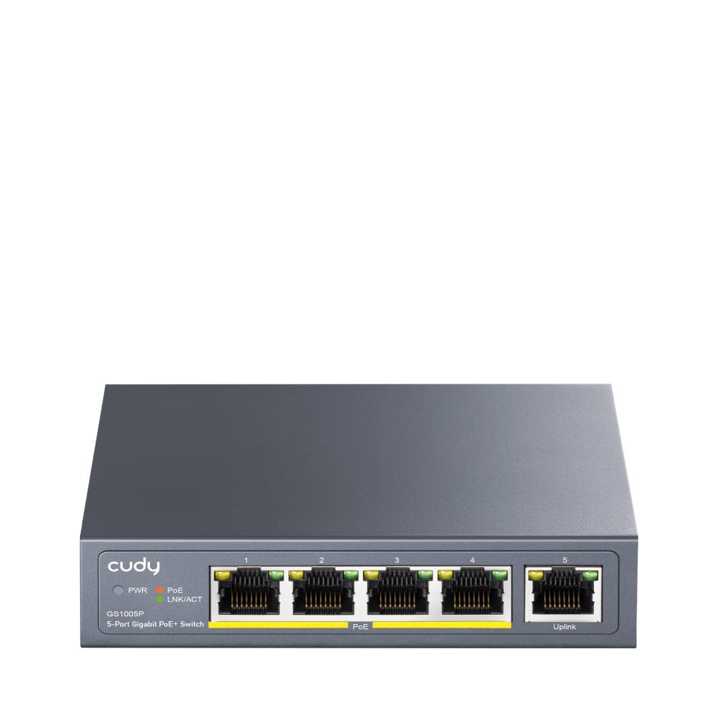 Cudy GS1005P commutateur réseau Non-géré Gigabit Ethernet (10/100/1000) Connexion Ethernet, supportant l'alimentation via ce port (PoE) Gris