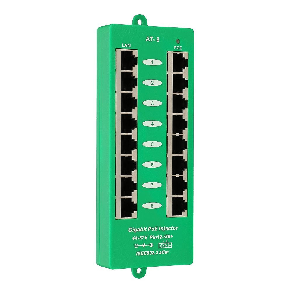 Extralink 8 Ports | Injecteur PoE Gigabit | Actif, 8 ports Gigabit 802.3at/af, Mode A