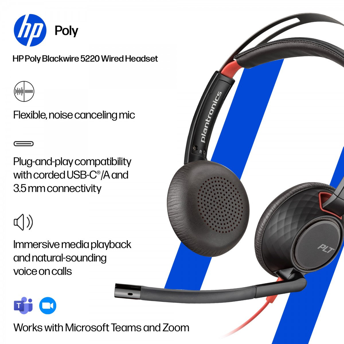 HP Poly BW 5220 USB-C HS +3.5mmP +USB-C/A