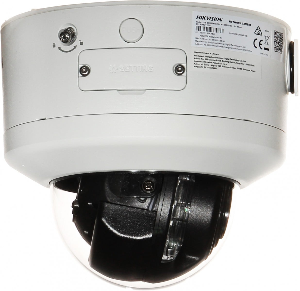Hikvision DS-2CD2747G2H-LIPTRZS2U/SL(2.8-12mm) Caméra réseau dôme varifocale motorisée 4 MP avec Smart Hybrid Light et ColorVu