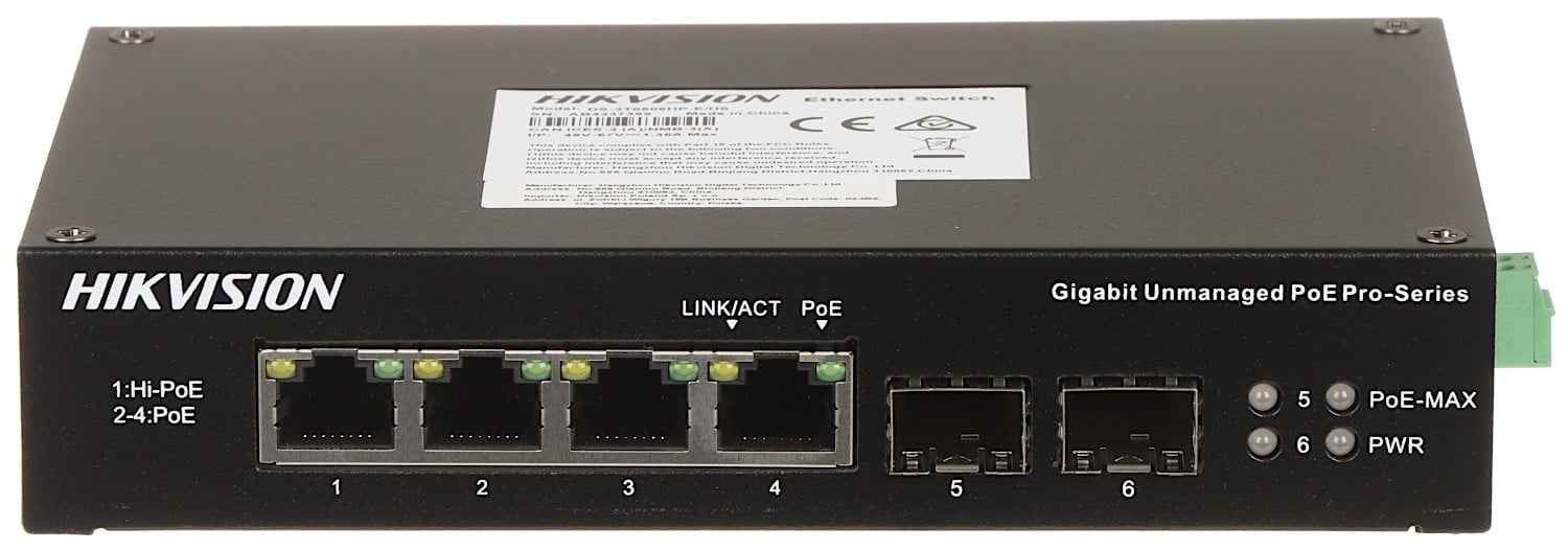 Hikvision DS-3T0506HP-E/HS 4 Port Gigabit Unmanaged Harsh POE Switch