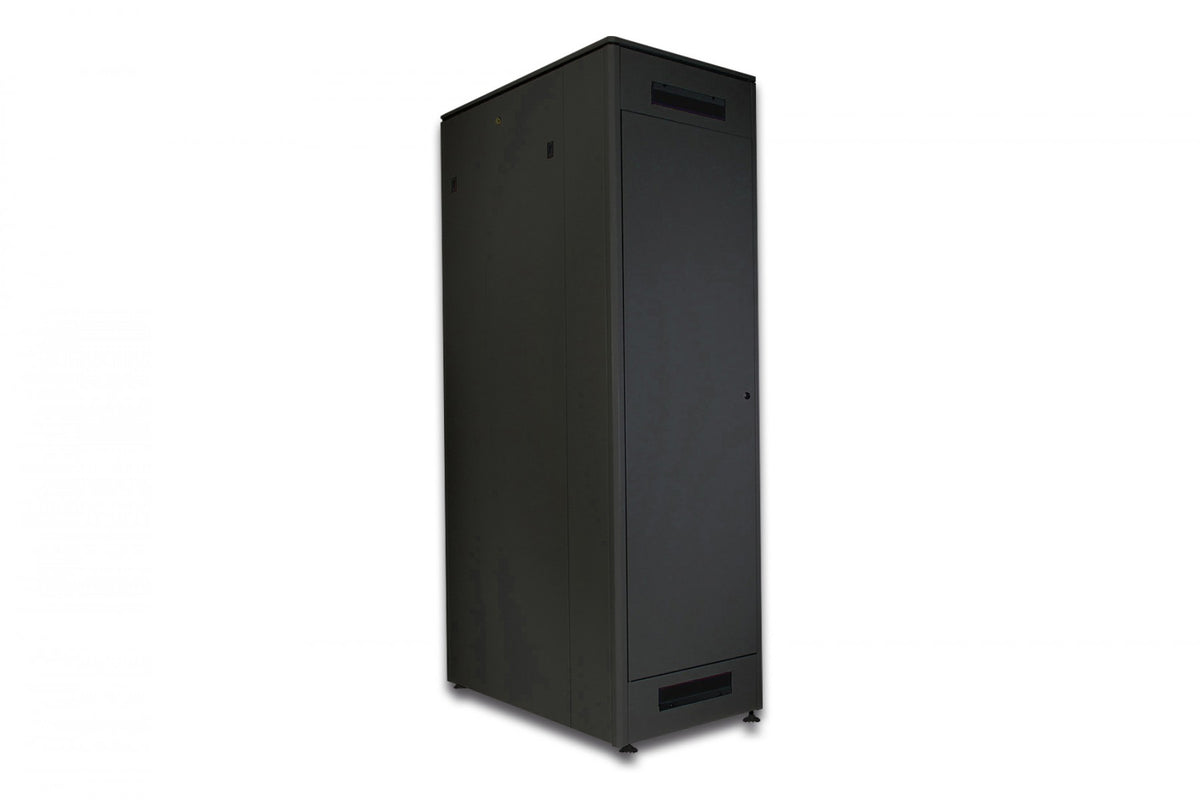 "Armoire réseau debout Unique 19"" 42U rack 600x1000, porte avant en verre, noir, 800kg 2053x600x1000 mm, couleur noire (RAL 9005)"