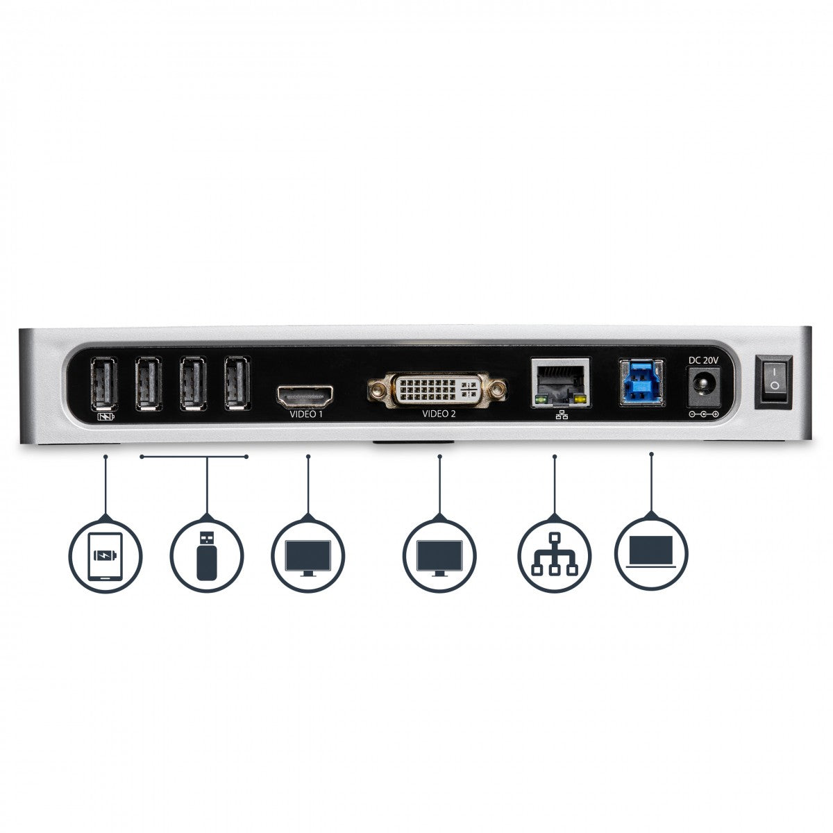USB 3 Dual Monitor Dock HDMI DVI/VGA