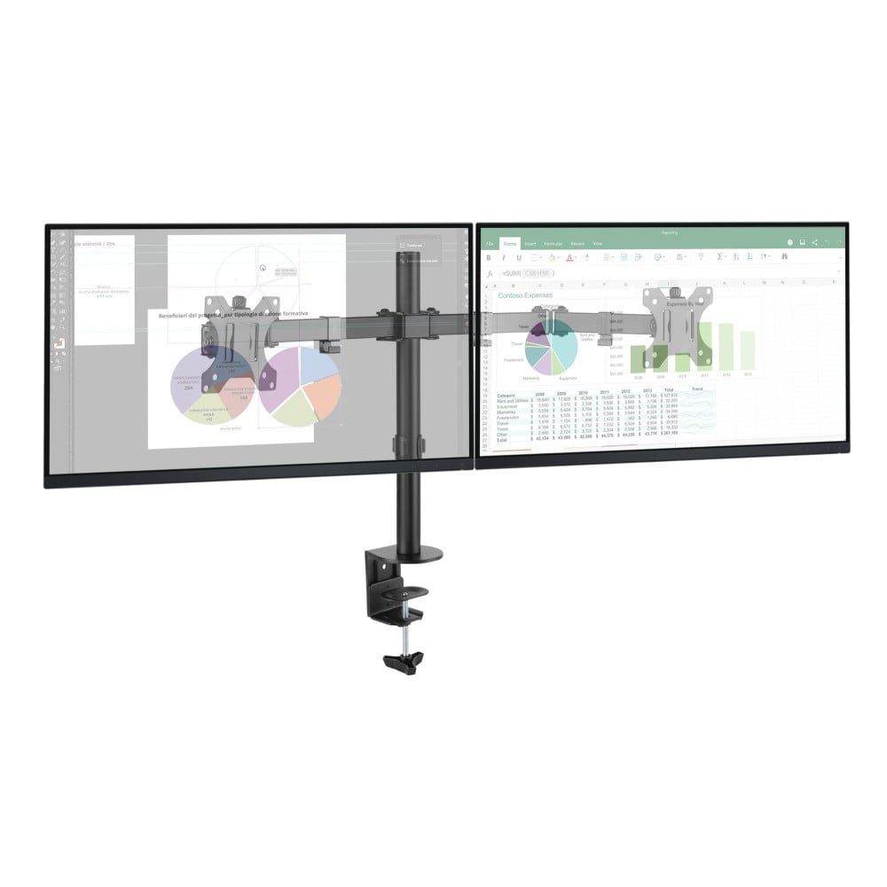 Techly ICA-LCD 582-D Support de Moniteur Double 13-32” LCD 8kg Bureau Rotatif