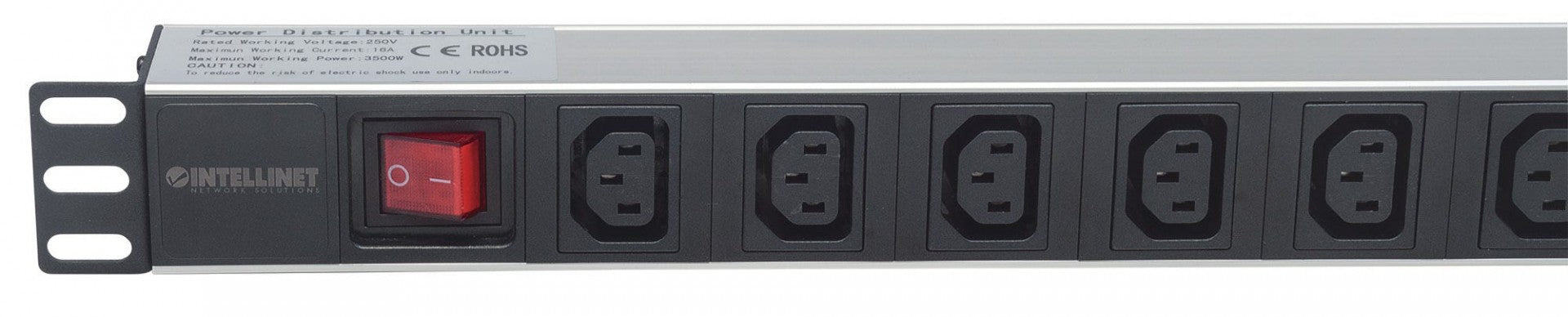 Intellinet 163620 unité de distribution d'énergie 8 sortie(s) CA 1U Noir, Argent