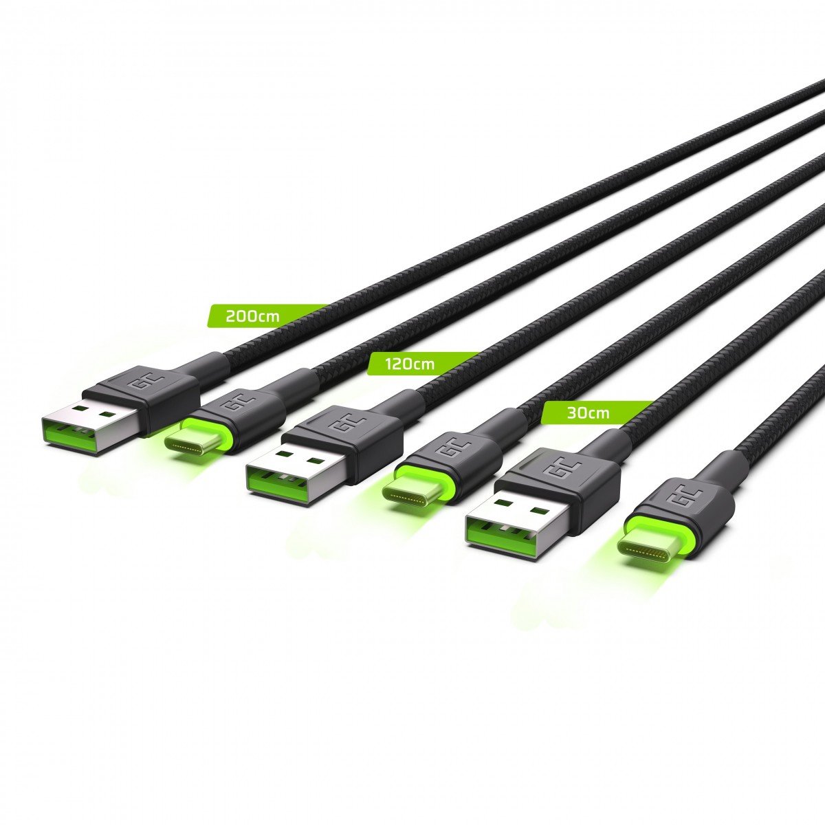 Green Cell KABGCSET01 câble USB 2 m USB A USB C Noir