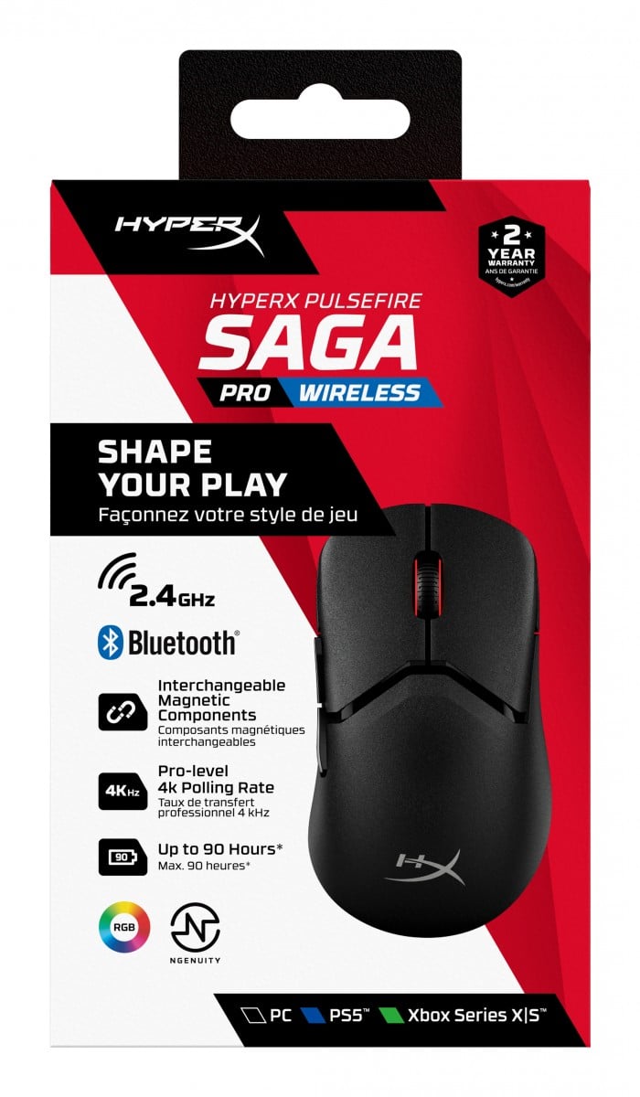 Souris de jeu sans fil HyperX Pulsefire Saga Pro (Noire)