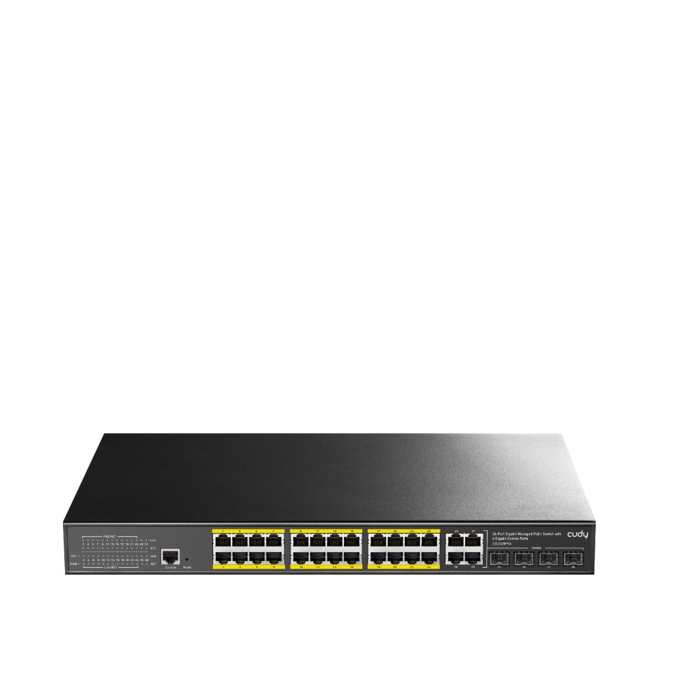 Cudy GS2028PS4 Commutateur Ethernet Gigabit géré avec PoE 24 ports 1U a monter en rack