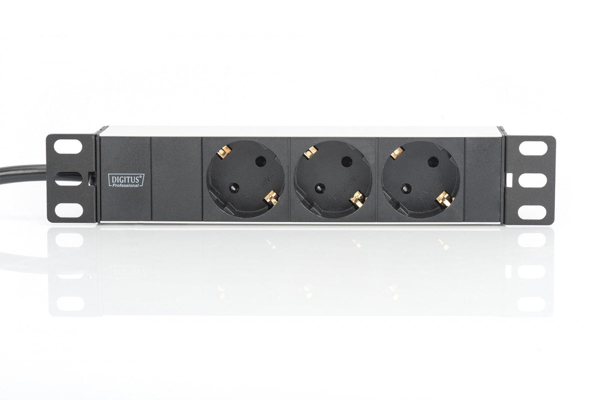 Digitus Bloc multiprise avec profilé en aluminium, prise électrique a contact de protection avec 3 sorties, connecteur a contact de protection pour câ