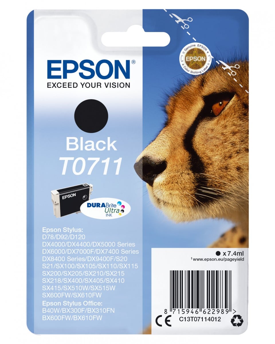 EPSON 6LB T0711 ink cartridge black standard capacity 7.4ml 1-pack RF-AM blister w/s