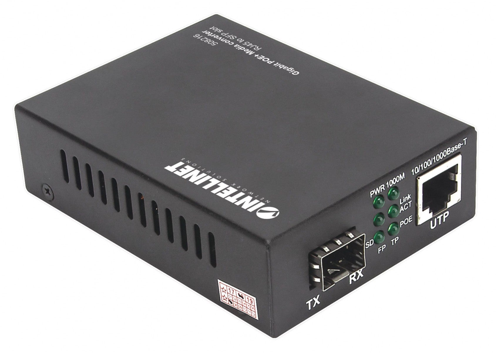 Intellinet 508216 convertisseur de support réseau 1000 Mbit/s Noir
