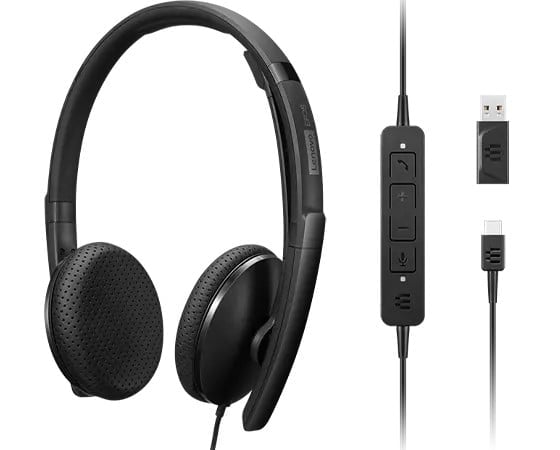 LENOVO - Micro-casque - sur-oreille - filaire - USB-C - noir - certifié Zoom