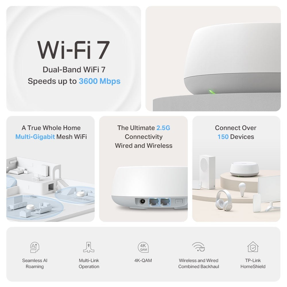 TP-LINK Deco BE25 3-pack BE3600 Whole Home Mesh Wi-Fi 7 System