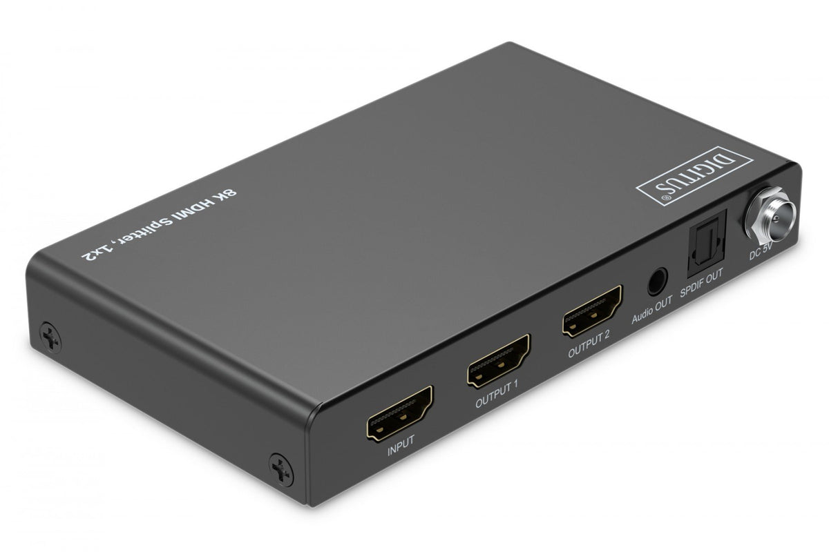Répartiteur HDMI 1x2, 8K/60Hz (4:4:4) avec HDR, 48 Gbps, HDCP 2.3, Toslink/Stéréo, EDID