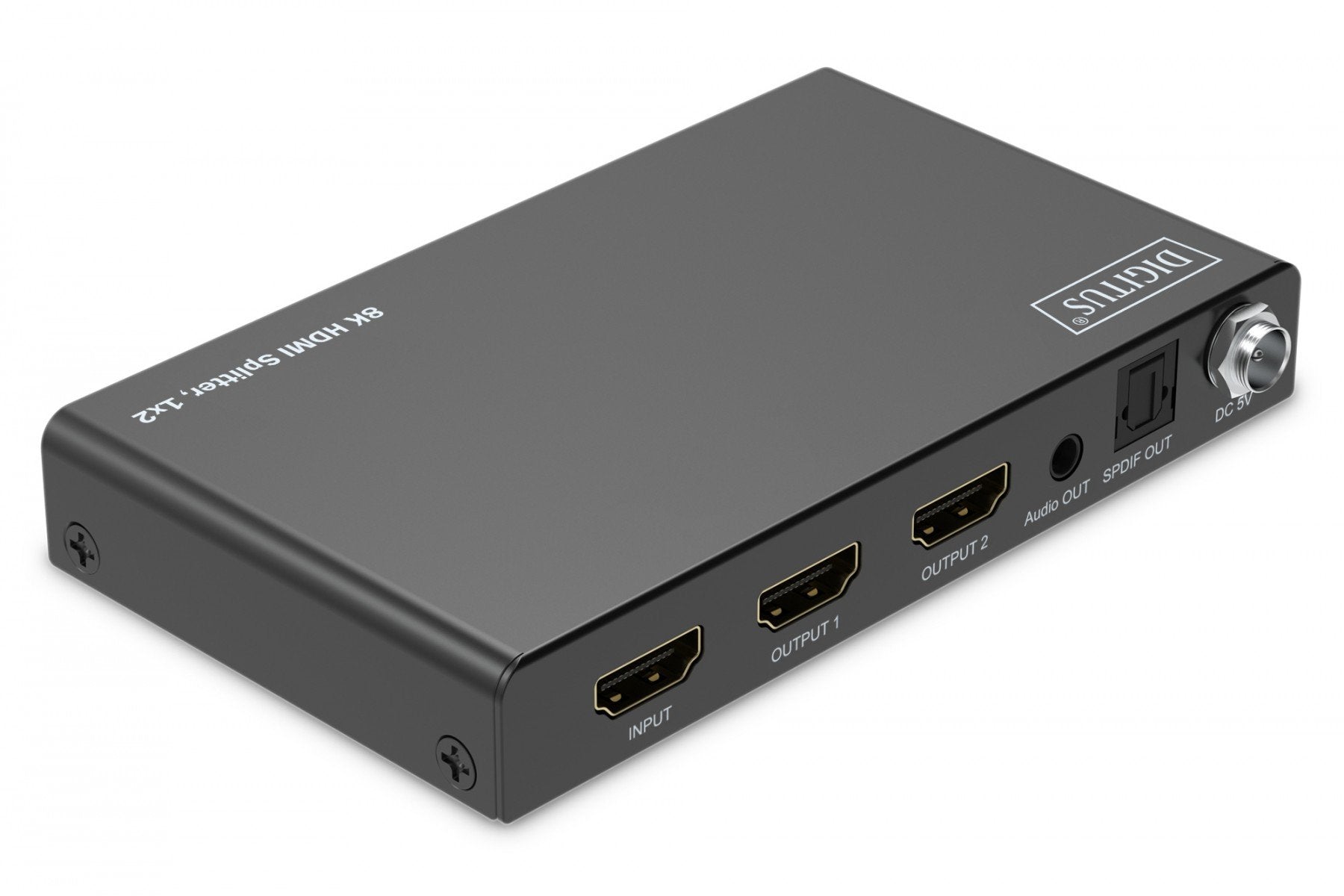 Répartiteur HDMI 1x2, 8K/60Hz (4:4:4) avec HDR, 48 Gbps, HDCP 2.3, Toslink/Stéréo, EDID
