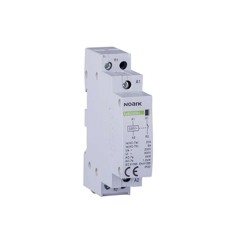 Noark 102399 Contactor d'installation, 20 A, tension de bobine 220-230 V, contacts 2 NO