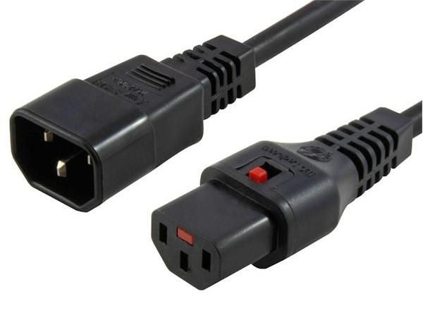 IEC-LOCK Rallonge d alimentation C14 / C13 à verrouillage noire - 1,0 m
