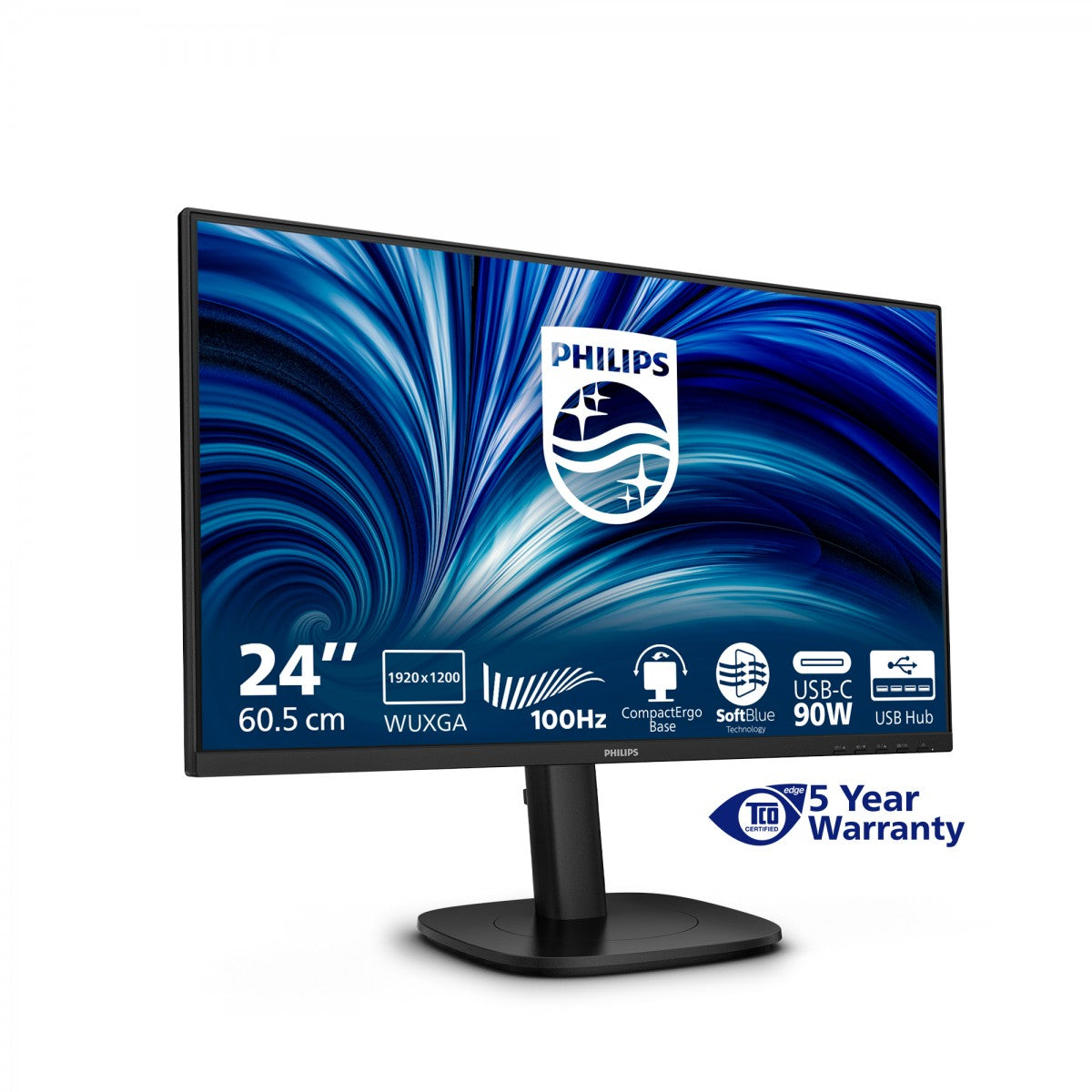 PHILIPS 24p 1920x1200 100Hz IPS Flat H/A 150 MM USB C DOCKING DISPLAY Daisy chain DICOM TUV EyeSafe certified USB HUB SPEAKERS