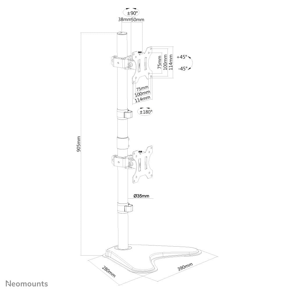 NEOMOUNTS FPMA-D550DDVBLACK Support décran à poser 10-32p - installation verticale
