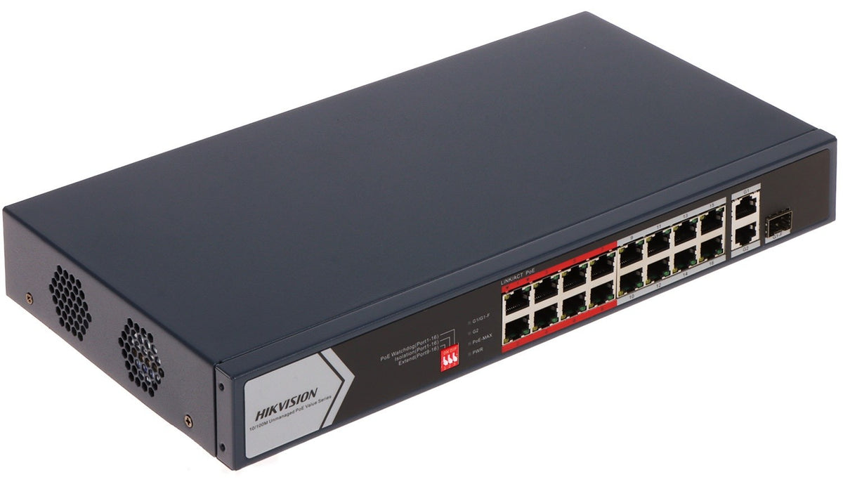 Hikvision DS-3E0318P-E/M(C) Commutateur POE Fast Ethernet non géré 16 ports