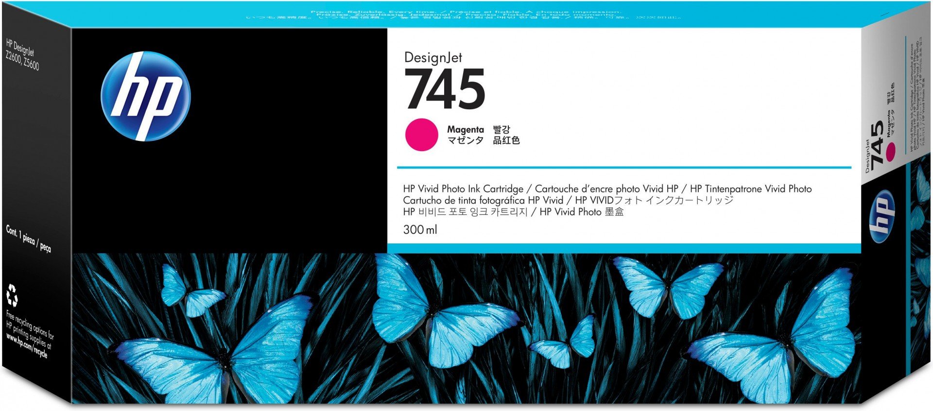 HP 745 original Ink cartridge F9K01A Magenta 300 ml