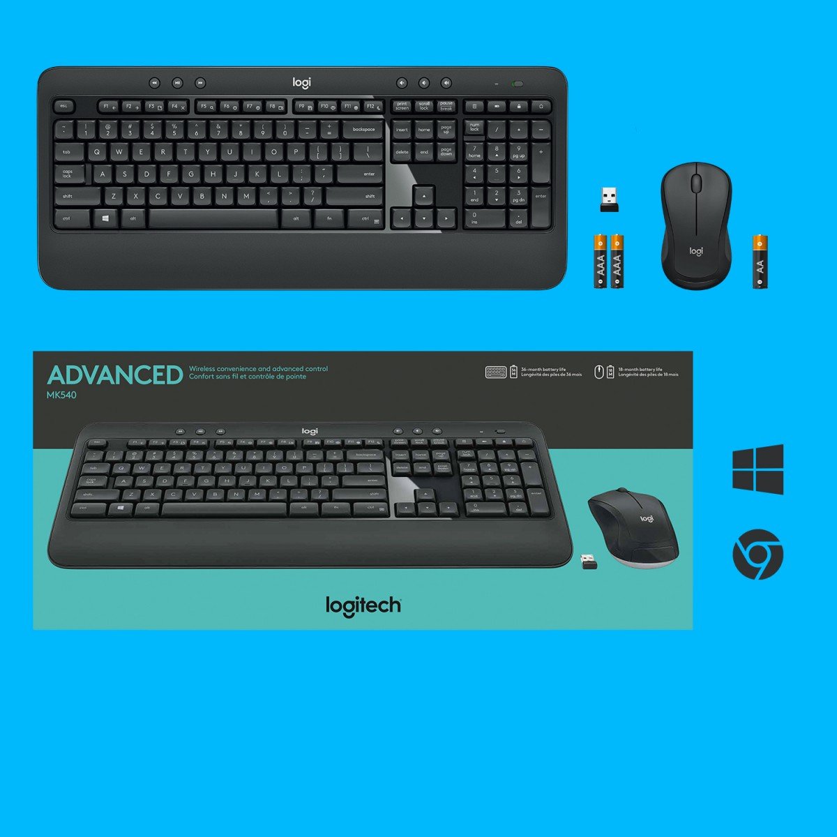 Logitech Advanced MK540 clavier Souris incluse USB QWERTZ Suisse Noir, Blanc