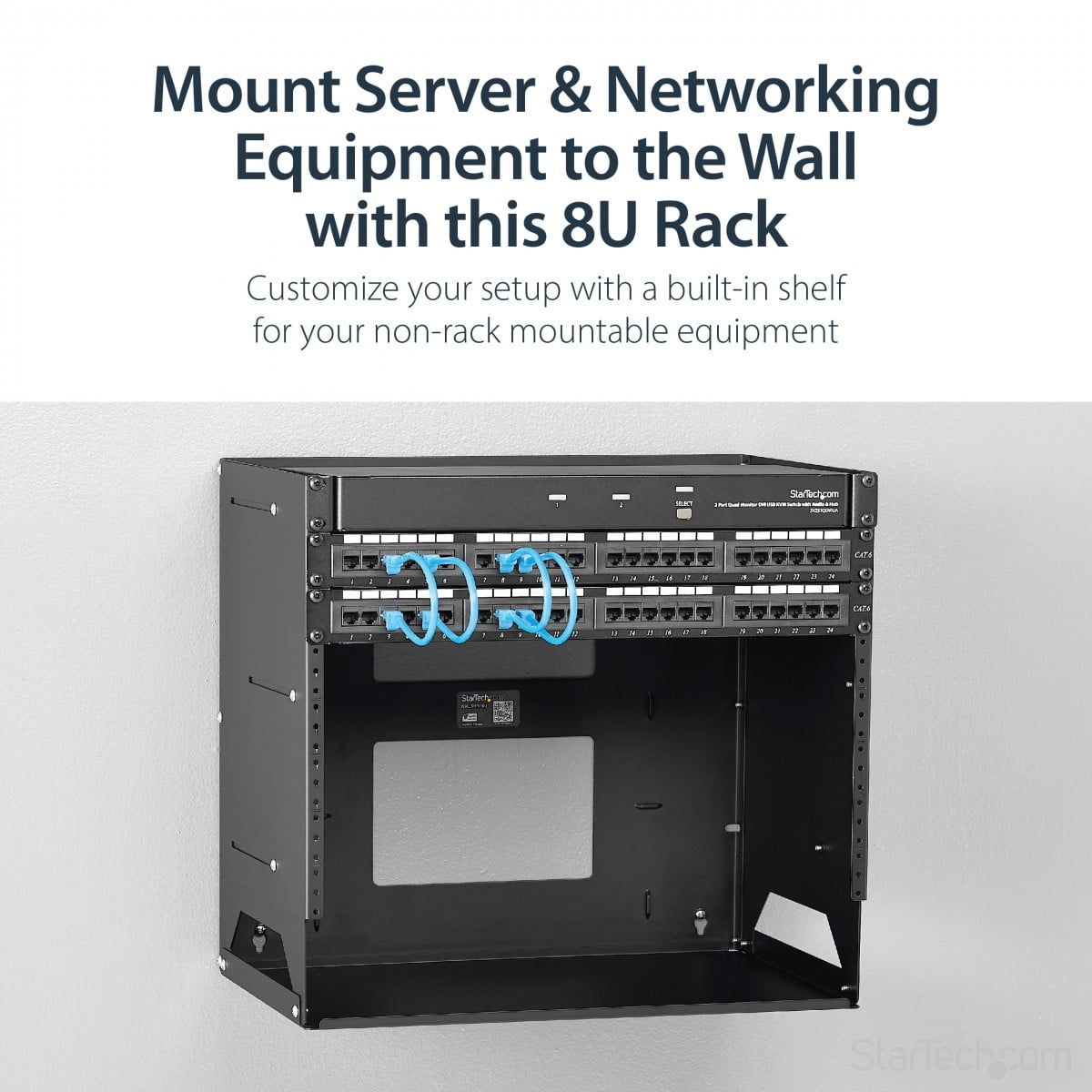 8U Wall-Mount Server Rack with Shelf