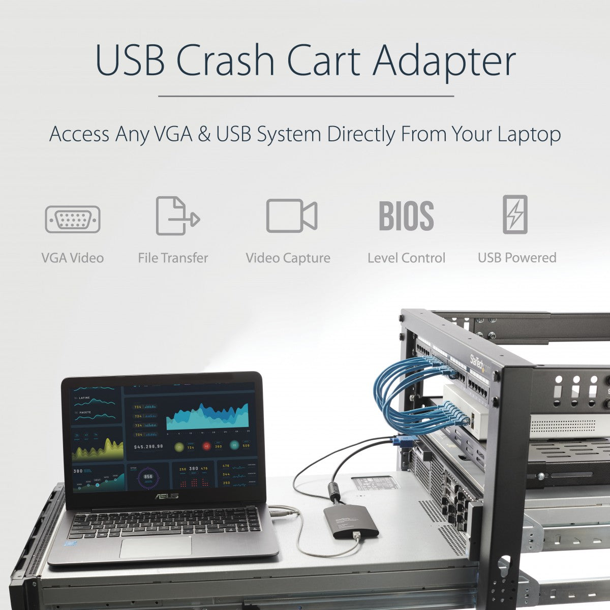 KVM Portable Crash Cart w/File Transfer