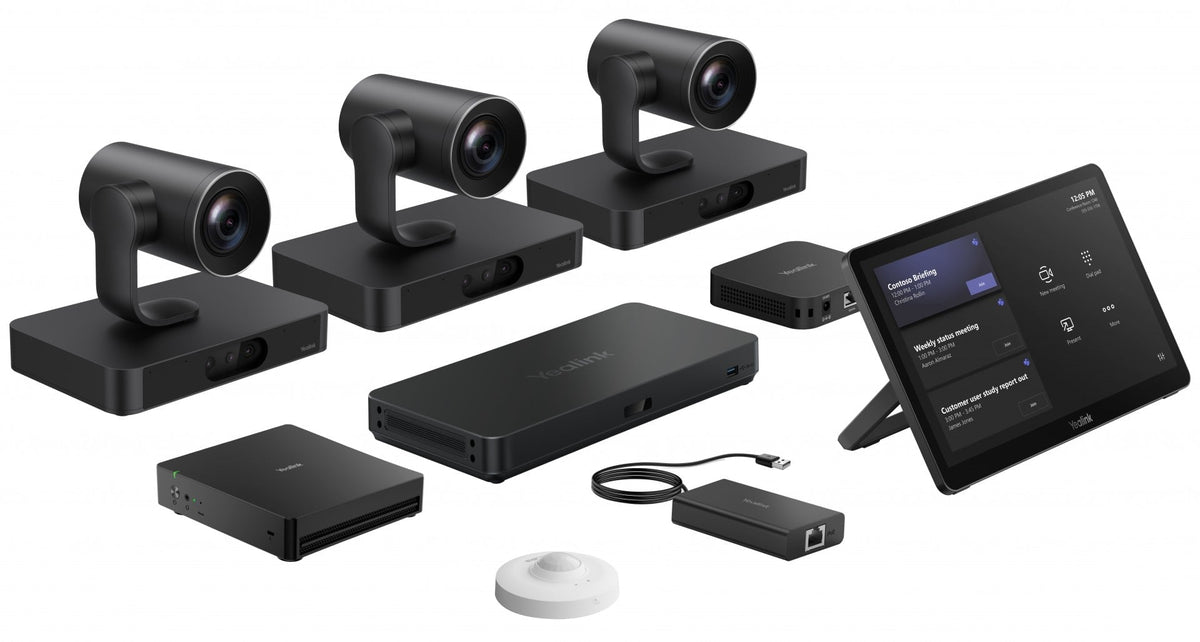 Yealink Native Microsoft Teams Rooms system for ProAV rooms : 3x SmartVision80, VCR20; MCoreKit-C5U; 1x AVHub; 1x MVC-BYOD-Extender USB-BYOD adapter; 1x RCH40 E2