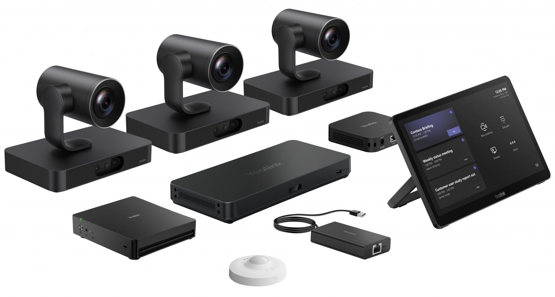 Yealink Native Microsoft Teams Rooms system for ProAV rooms : 3x SmartVision80, VCR20; MCoreKit-C5U; 1x AVHub; 1x MVC-BYOD-Extender USB-BYOD adapter; 1x RCH40 E2