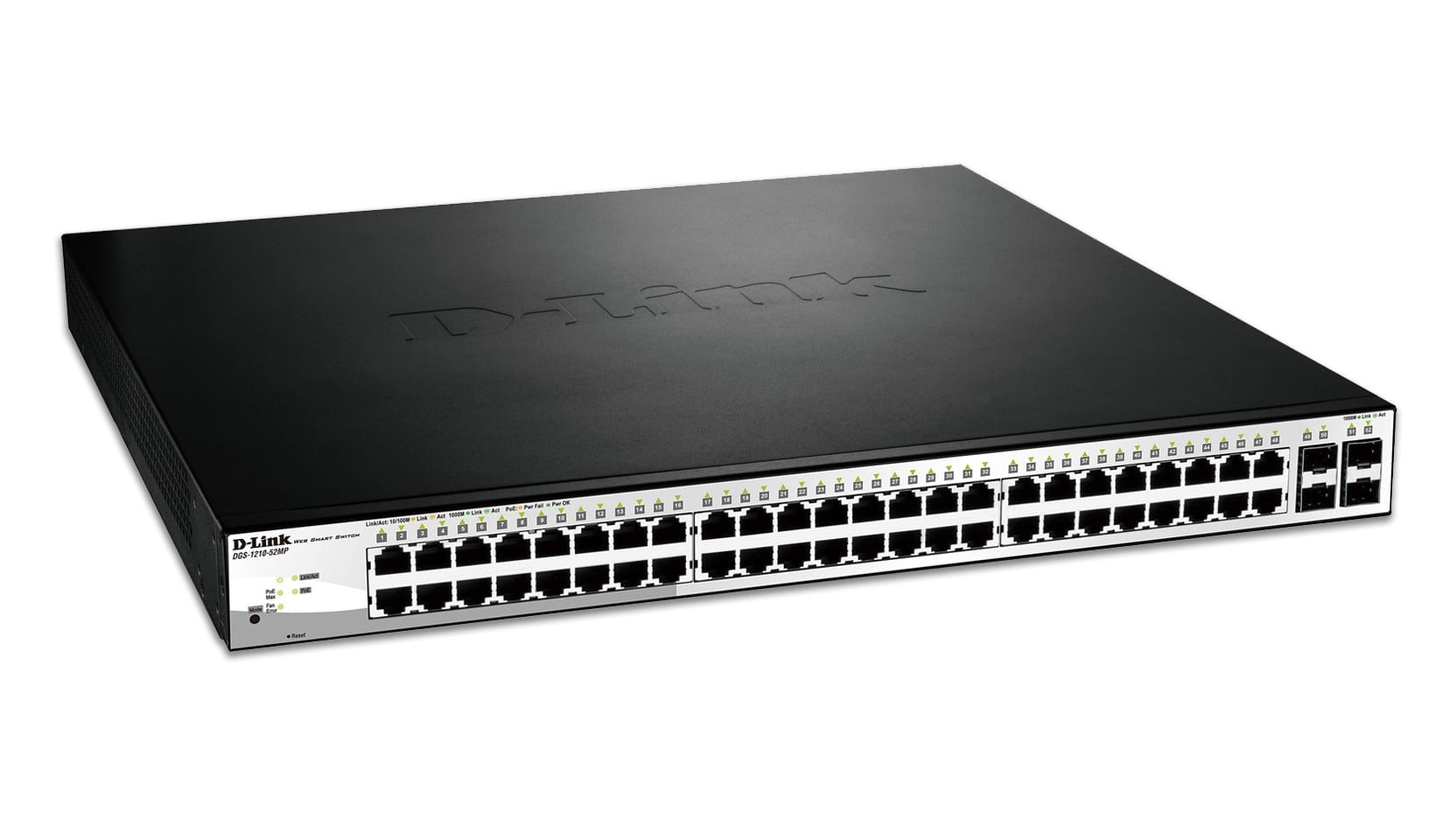 D-Link DGS-1210-52MP commutateur réseau Géré L2 Gigabit Ethernet (10/100/1000) Connexion Ethernet, supportant l'alimentation via ce port (PoE) 1U Noir