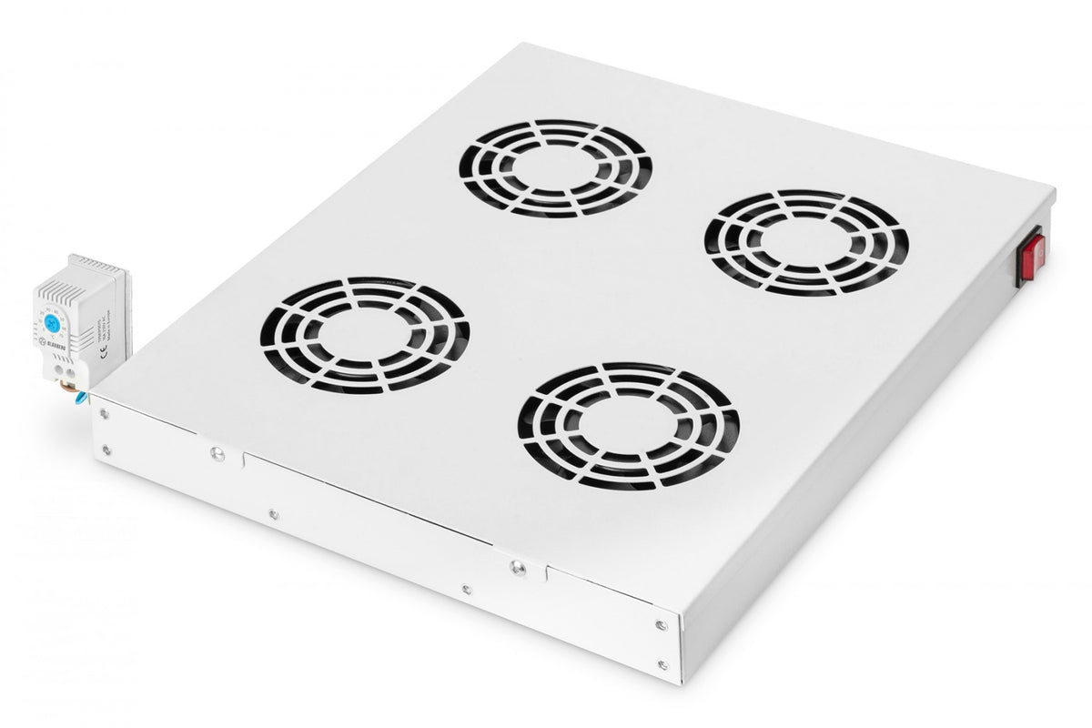 Panneau de ventilation DIGITUS pour armoires 19'' série varioFLEX, 4 x ventilateur, thermostat, gris (RAL 7035)