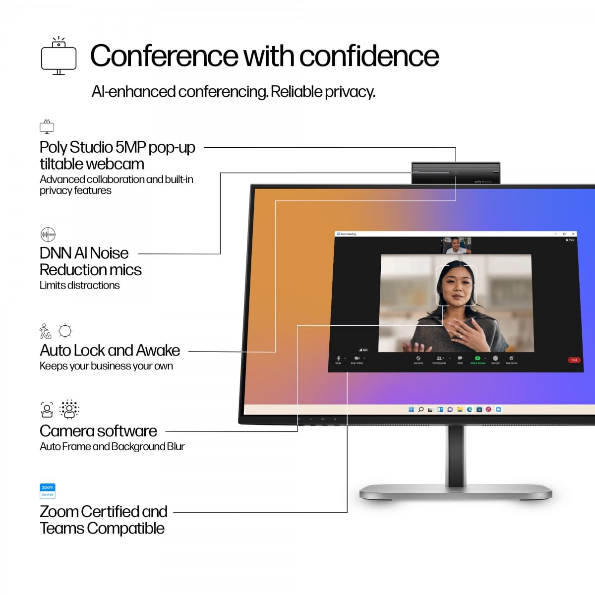 HP Écran de conférence Series 5 Pro - 534pm FHD 23.8p 1920 x 1080 HDMI DP USB-C 3/3/0  SmartBuy