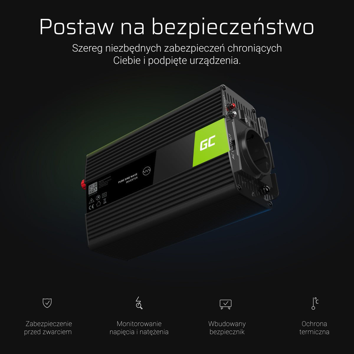 Green Cell INV05DE adaptateur de puissance & onduleur Auto 300 W Noir