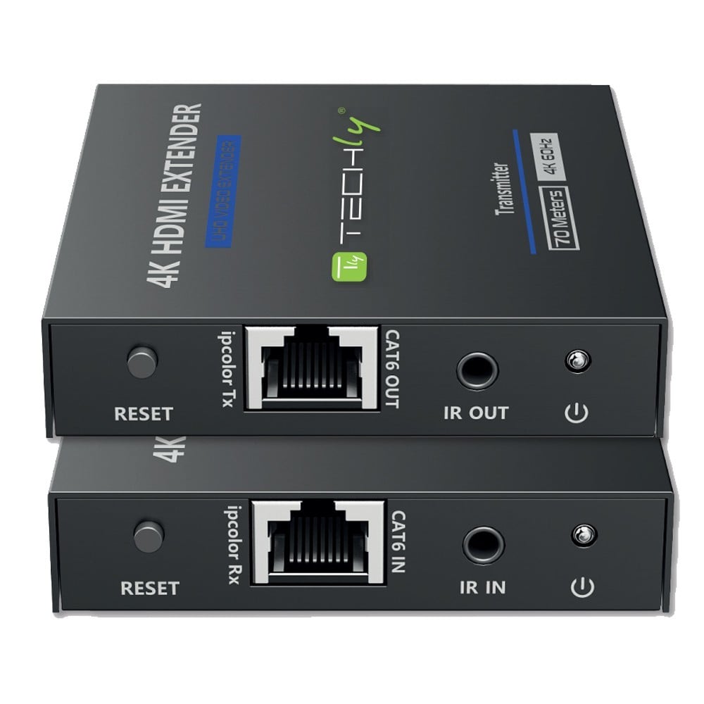 Techly IDATA EXT-565 Extenseur HDMI 2.0 4K60Hz jusqu'a 70m sur Cat6 avec IR