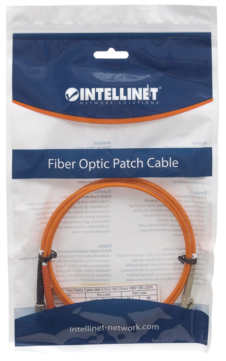 Intellinet 1.0m LC-ST M/M câble de fibre optique 1 m OM2 Orange