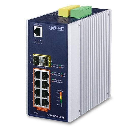 PLANET IGS-6325-8UP2S commutateur réseau Géré L3 Gigabit Ethernet (10/100/1000) Connexion Ethernet, supportant l'alimentation via ce port (PoE) Aluminium, Noir