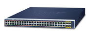 PLANET GS-4210-48P4S commutateur réseau Géré L2/L4 Gigabit Ethernet (10/100/1000) Connexion Ethernet, supportant l'alimentation via ce port (PoE) 1U Bleu