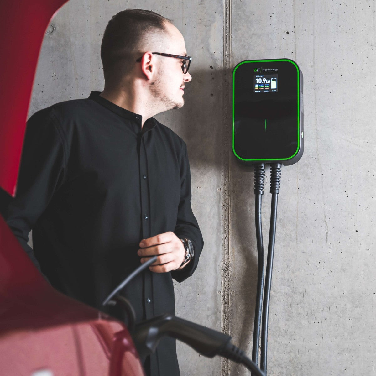 Chargeur Wallbox Green Cell EV Powerbox 22KW avec câble de type 2 (6M)