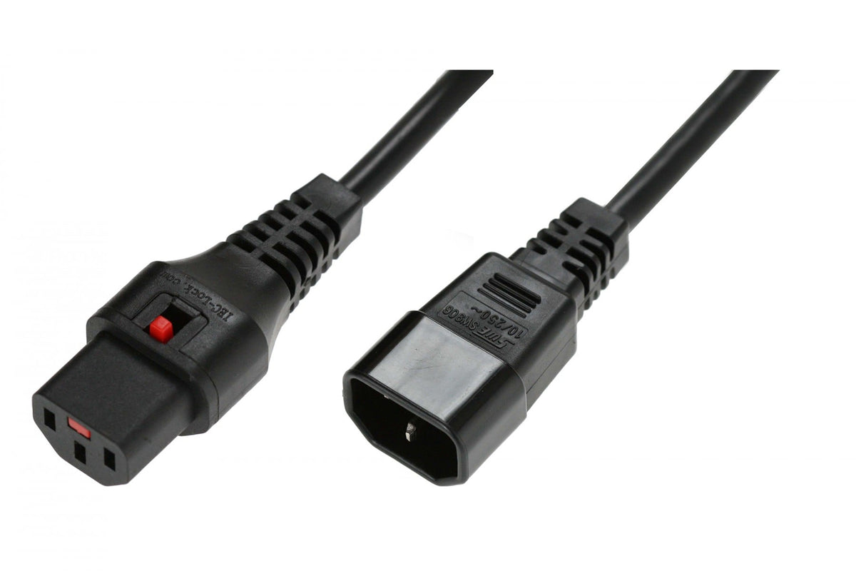 Câble d'alimentation IEC C14/IEC C13 droit M/F 5m noir avec verrou IEC LOCK