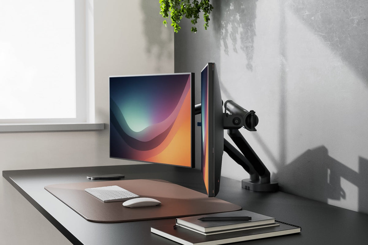 "Digitus DA-90471 Bras de bureau double avec pince et ressort mécanique | 2x LCD max. 35"" 2x10kg | VESA : 75x75, 100x100 | Noir"