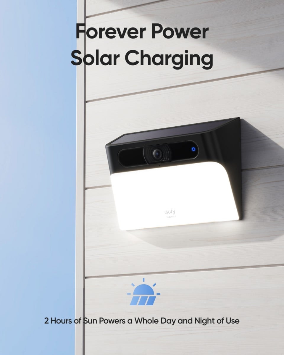 Eufy Solar Wall Light Cam S120 Boîte Caméra de sécurité IP Extérieure 2304 x 1296 pixels Mur